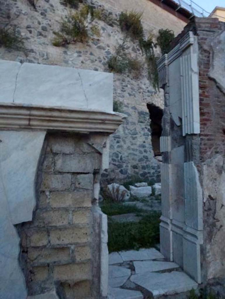 Herculaneum, October 2012. Looking north-east with corner of statue base and a structure. Photo courtesy of Michael Binns.